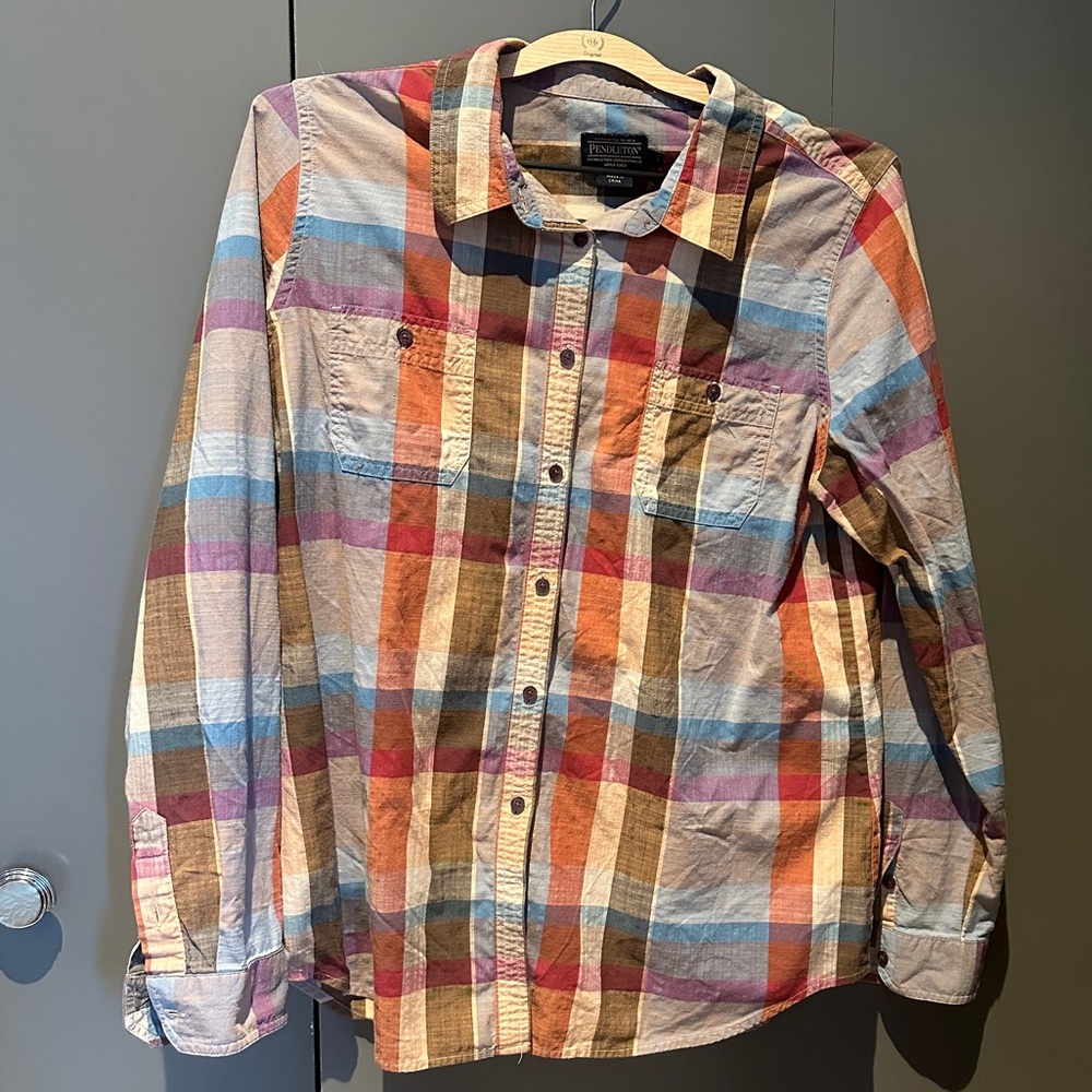 Pendleton Plaid Cotton Button Down, Large - image 1